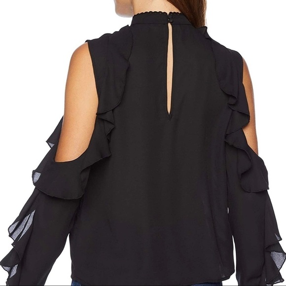 Bb Dakota Women Black Untold Ruffle Blouse  Top M - Picture 3 of 12